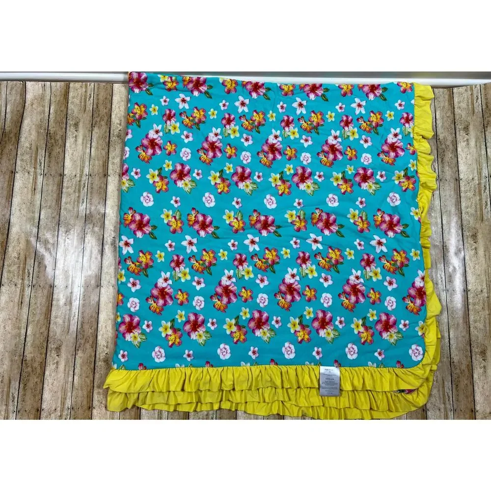 Posh Peanut Malana Luxe Patoo Bamboo Blanket Tropical Hibiscus 60x60